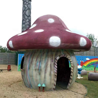 Statue de champignon en résine pour décoration de parc extérieur, grande statue de champignon en fibre de verre, sculpture de maison de champignon