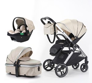 Passeggini per Bambini Passeggino Pieghevole di Lusso 4 in 1 con Seggiolino Auto e Carrozzina Alta Visibilità, Set Passeggino 3 in 1 - Product Image 3
