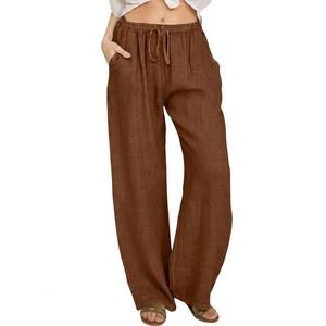 <span class=keywords><strong>Ropa</strong></span> <span class=keywords><strong>de</strong></span> Lino <span class=keywords><strong>de</strong></span> Tallas Grandes para Mujer, Pantalones <span class=keywords><strong>de</strong></span> Lino Casuales <span class=keywords><strong>de</strong></span> Moda con Cintura Alta Elástica y Cordón Ajustable para Mujer - Product Image 5