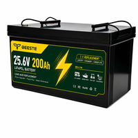 Batterie LiFePO4 25,6 V 200 Ah 5120 Wh, batterie lithium 24 V à décharge profonde pour camping-car, énergie solaire hors réseau, stockage d'énergie