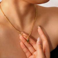 Colliers tendance en acier inoxydable plaqué or 18 carats avec zircon cubique œil de cheval coloré et inaltérable, chaîne Figaro, pour anniversaire
