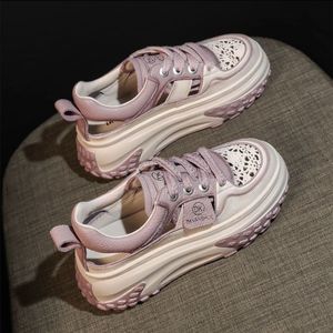 Zapatos Casuales de <span class=keywords><strong>Mujer</strong></span> 2023, Nuevos Zapatos Deportivos de Verano con Cordones, Suela Gruesa, Malla Transpirable, Antideslizantes y con Plataforma para Estudiantes - Product Image 3