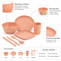 Paille de blé PP ensemble de vaisselle bol assiette plateau tasse ustensiles écologique biodégradable sans BPA vaisselle de cuisine réutilisable