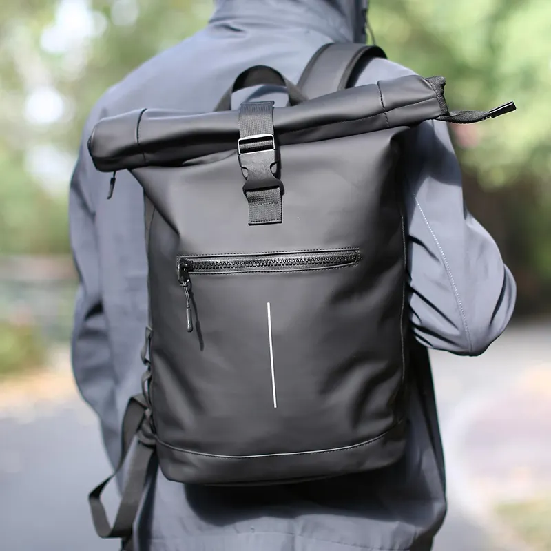 Rulo üst dizüstü bilgisayar seyahat sırt çantası erkekler kadınlar için hafif genişletilebilir suya dayanıklı rahat sırt çantası iş iş kolej