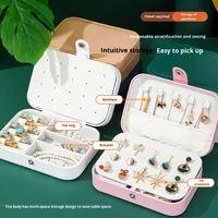 PU-Leder Tragbare Schmuckschatulle Geschenkverpackung Reise-Schmuckbox für Frauen und Mädchen Organizer für Ohrringe und Ohrstecker
