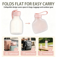 Bouteille d'eau pliable en silicone avec double couvercle, anti-fuite, sans BPA, avec échelle graduée pour les voyages, la salle de sport, le camping en plein air