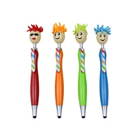 BECOL Vente Chaude Creative Sourire Visage Vadrouille Topper Stylo À Bille Logo Personnalisé Mignon Stylo À Bille En Plastique avec Stylet pour Téléphone/Ipad