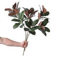 Simulasi Tanaman Hijau Lanskap Daun Magnolia Cabang PVC Daun Palsu Indoor Lembut 10-30cm