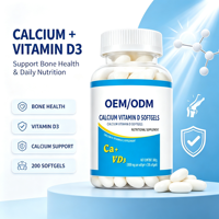 Calcium liquide avec vitamine D en gélules molles, 200 unités, complément alimentaire pour la santé osseuse