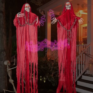 Fantasma colgante de Halloween, cadena roja aterradora, sonido luminoso, accesorios de fantasma para decoraciones de fiesta de casa embrujada - Product Image 2