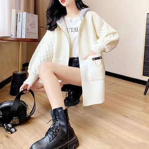 2023 Outono Venda Quente Mais Barato Mulheres Manga Longa Cores Contrastantes Sólidas Com Capuz Mulheres <span class=keywords><strong>Cardigan</strong></span> - Product Image 4