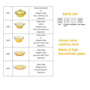 <span class=keywords><strong>Vajilla</strong></span> de vidrio de borosilicato, transparente, ámbar - Product Image 2