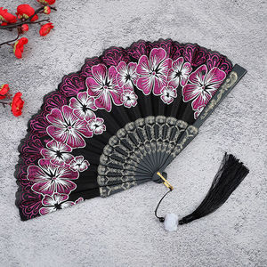 Yüksek kalite yelpaze benzersiz Bachelorette parti hediye çiçek desen el Fan için fotoğraf sahne ile yelpaze püskül
