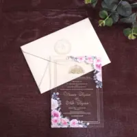 الفاخرة شفافة يتوهم الزواج الزهور الاكريليك دعوة بطاقات دعوات زفاف شخصية الحرف