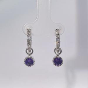 Pendientes de Mujer Elegantes y Clásicos de Tianyu Gems, con Circonita Cúbica Redonda Púrpura Geométrica, Chapados en Oro y Latón - Product Image 5