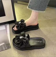 Sandales et mules fantaisie à nœud floral pour femmes, tendance mode estivale, mules compensées pour la plage