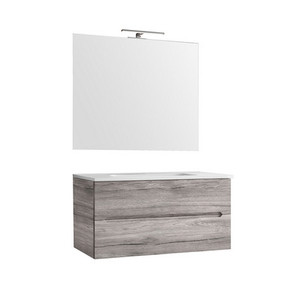 Meuble-lavabo mural Talia 90 cm en bois de mélèze blanc - Product Image 1