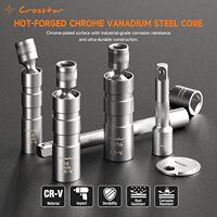 Crosstar OLIVER Jeu de douilles à bougies magnétiques pivotantes 11 pièces, entraînement 3/8'', en acier au chrome-vanadium, 18mm/13/16/14mm, avec rallonges 3/6''