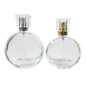 Garrafa de perfume recarregável transparente, garrafa de vidro redonda 30ml/50ml, spray de perfume, cristal para mulheres, venda imperdível