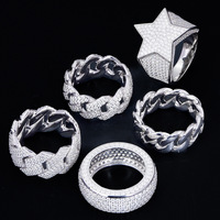 Bague en argent 925 à maillons cubains entièrement sertie de moissanite VVS, bijoux fins, sur mesure, haute qualité, bagues de mariage pour hommes