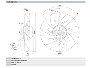 ebm-papst A4D350-AA06-01 350mm axial cooling <b>fan</b> AC industrial ventilation <b>fan</b> for HVAC refrigeration equipment system - Product Image 4