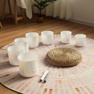 Cuencos de Cristal de Cuarzo Aurora, Juego de 7 Cuencos Cantores de Cuarzo, Instrumentos de Sonido de Tono Perfecto para Sanación Sonora, Terapia de Sonido - Product Image 1