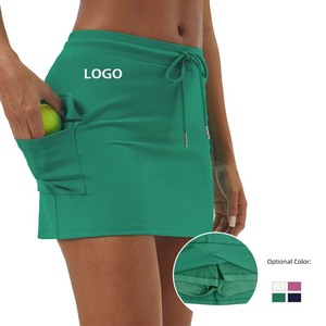 Rok tali serut pinggang elastis kasual wanita, rok pendek tenis warna kustom 2024 - Product Image 1