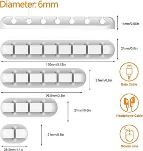 Organizador <span class=keywords><strong>de</strong></span> Cables Magnético con 6 Ranuras, Abrazaderas <span class=keywords><strong>de</strong></span> Silicona Adhesivas <span class=keywords><strong>para</strong></span> Cables <span class=keywords><strong>de</strong></span> Celular, Etiquetas Impresas Personalizadas, Guías <span class=keywords><strong>de</strong></span> Gestión <span class=keywords><strong>de</strong></span> Cables - Product Image 3