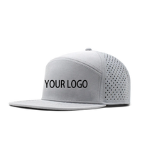 Bas quantité minimale de commande personnalisé de haute qualité 7 panneaux gris clair Hip Hop chapeau trou de découpe laser casquettes de relance