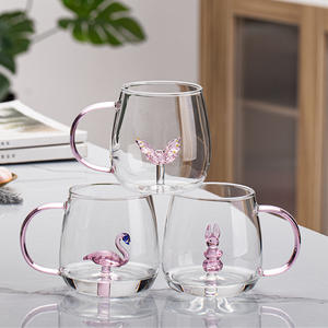 Venta al por mayor de fábrica: tazas de vidrio de borosilicato de 400ml con diseño animal 3D para bebidas, café, té Matcha, taza de vidrio - Product Image 6