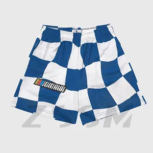 ZSSM Custom 150G Mesh Shorts Men Blank Basketball Double Layer beach shorts Summer EE Checked Mesh Shorts