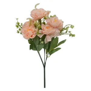 Preisgünstige künstliche 6-kopf-Peonien künstliches lila Seiden-Peonien-Blumentreffen für Hochzeit und Heimdekoration