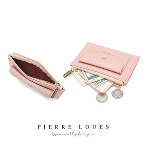 Pierre Loues Ultra Thin Card Holder Women's Coin <b>Purse</b> Solid Color Minimalist Zipper Wallet Spring 2025 - Product Image 3