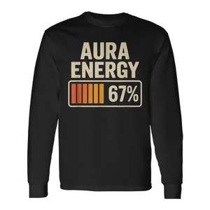 Aura Energy 67 Meme Gen Alpha Slang Retro Vintage - Camiseta de manga larga para hombre - Product Image 1