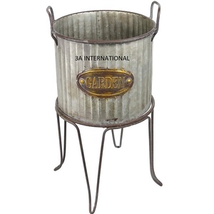 Modern Design Black Powder Coated Rounded Shape <b>Tall</b> Stand Planter <b>Pot</b> Bungalow Decoration Use Metal Handcrafted Planter - Product Image 5