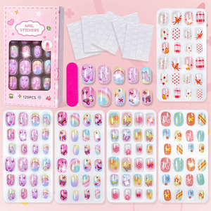 Set de <span class=keywords><strong>Uñas</strong></span> Postizas para Niñas, 120 Piezas, con Brillantina, Diseños de Dibujos Animados, con Adhesivos de Gelatina, Lima de <span class=keywords><strong>Uñas</strong></span>, Regalo de Manicura DIY para Niñas - Product Image 5