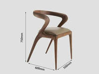 Chaise de salle à manger moderne MULIGNA en cuir et bois massif de chêne pour table à manger
