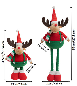 Classic Red Green Velvet Santa Reindeer Elf Long Leg Plush Trio for <b>Xmas</b> Store Window Display - Product Image 3
