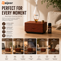 Haijieer Diffuser Nebulizer kayu kaca, aromaterapi minyak esensial murni untuk rumah tangga garansi 1 tahun Nebulizer ruang sunyi