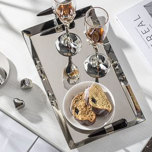 Khay Gương Bằng Thép Không Gỉ 304 Màu Bạc Tối Giản Hiện Đại Khay Đựng Đồ Sang Trọng Nhẹ Trang Trí Mẫu Trang Trí Mềm - Product Image 2