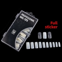 Puntas de Uñas Postizas para Decoración de Uñas, Serie de 100 Piezas, Estilo Francés, Cubierta Completa, Diseño de Cristal Pintado, Cuadradas, Mariposa, Almendradas, Stiletto