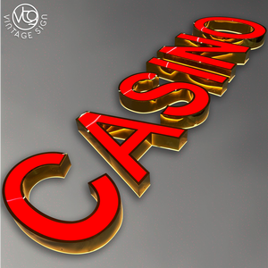 Letras de Canal Iluminadas en 3D con LED Doradas y Rojas Personalizadas "<span class=keywords><strong>CASINO</strong></span>", Letrero Comercial Retroiluminado para Fachada de <span class=keywords><strong>Casino</strong></span> - Product Image 1