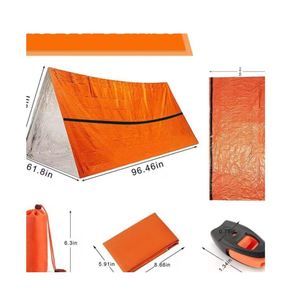 เต็นท์ฉุกเฉินแบบพกพาสำหรับตั้งแคมป์กลางแจ้ง สีส้ม ทำจากวัสดุ PE - Product Image 2