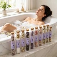 OEM ODM Sels de bain en tube en verre au sulfate de magnésium d'Epsom, sel marin et sel de l'Himalaya, parfum Rose, Jasmin, Lavande, Citron