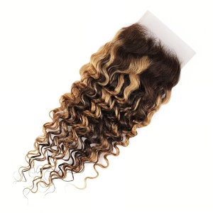 Peluca de Cabello Humano Brasileño con Frente de Encaje sin Pegamento, Ondas Profundas 4*4, Color P4/27, ¡Oferta! #   Peluca con Cierre de Encaje y Reflejos - Product Image 2