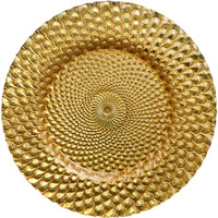 Assiettes rondes en forme de plume dorée, décoration de table de luxe, vente en gros, 12 pièces