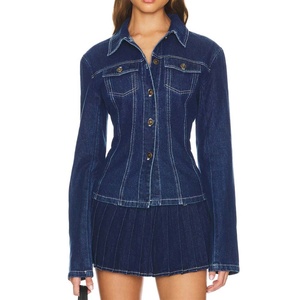 Nouvel Arrivage OEM – Ensemble en Jean Moderne de Haute Qualité pour Femme avec Veste Slim et Double Poches Avant - Product Image 1