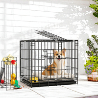 Cage pliable en métal pour animaux de compagnie, cage pour chien, niche pour chat, carrée, respirante, pour usage intérieur, avec bouton-pression, plateau en plastique, transporteur pour animaux