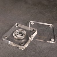 Boîte de présentation magnétique personnalisée en acrylique pour pièces de monnaie, étui de présentation, support pour pièces de monnaie de collection, capsule à monnaie, bloc acrylique, cube