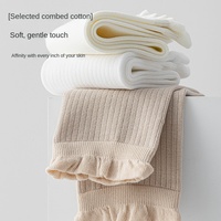 Chaussettes sans couture Fengmei en dentelle pour femme, à rayures verticales, en coton pur, absorbantes, couleur unie, sans coutures